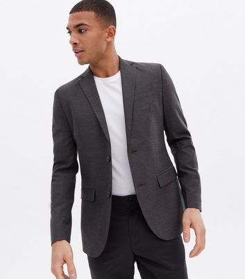 Dark Grey Revere Collar Skinny Fit Suit Jacket | New Look