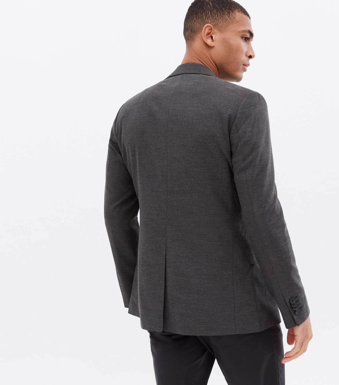 Dark Grey Revere Collar Skinny Fit Suit Jacket Image 4