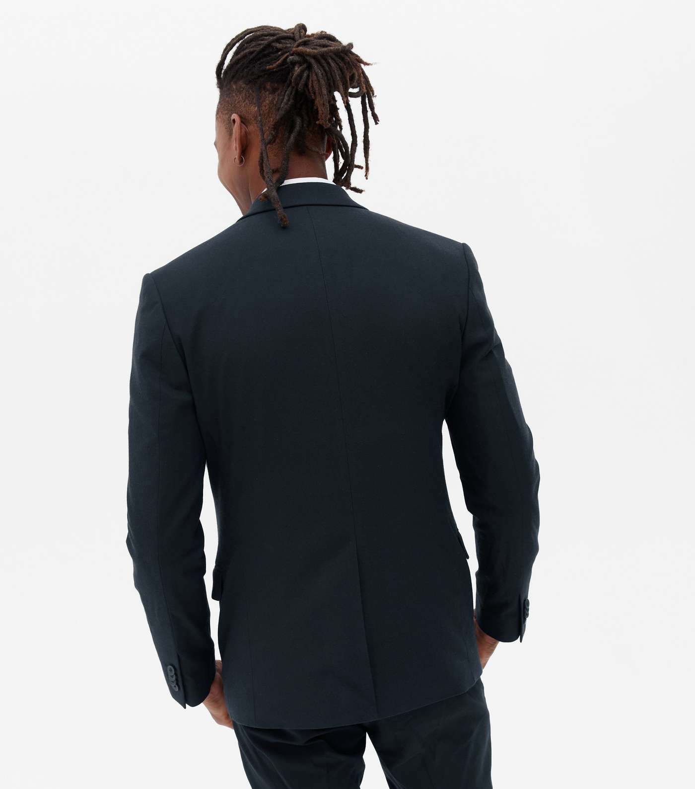 Navy Revere Collar Skinny Fit Suit Jacket Image 4