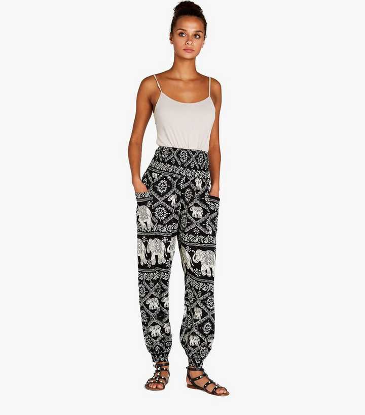 Apricot Black Elephant Paisley Joggers | New Look