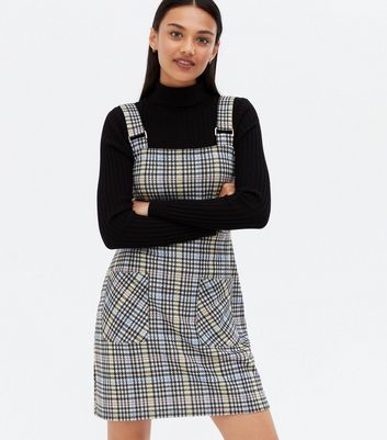 checked buckle detail pinafore dress