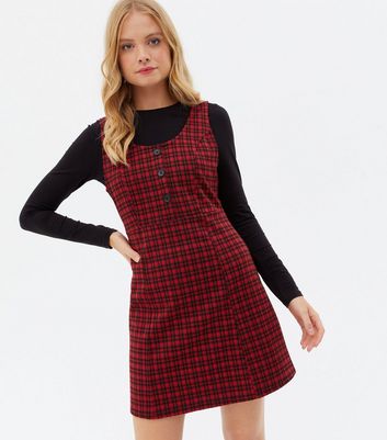 New look checked pinafore sales dress