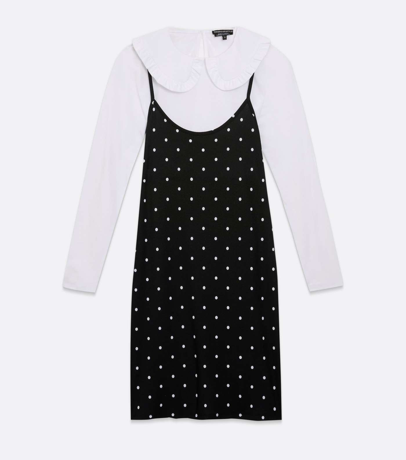 Wednesday's Girl Black Spot 2 in 1 Collared Pinafore Dress Image 5