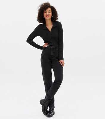 Noisy May Tall Black High Waist Mom Jeans