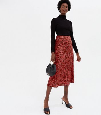 leopard skirt red