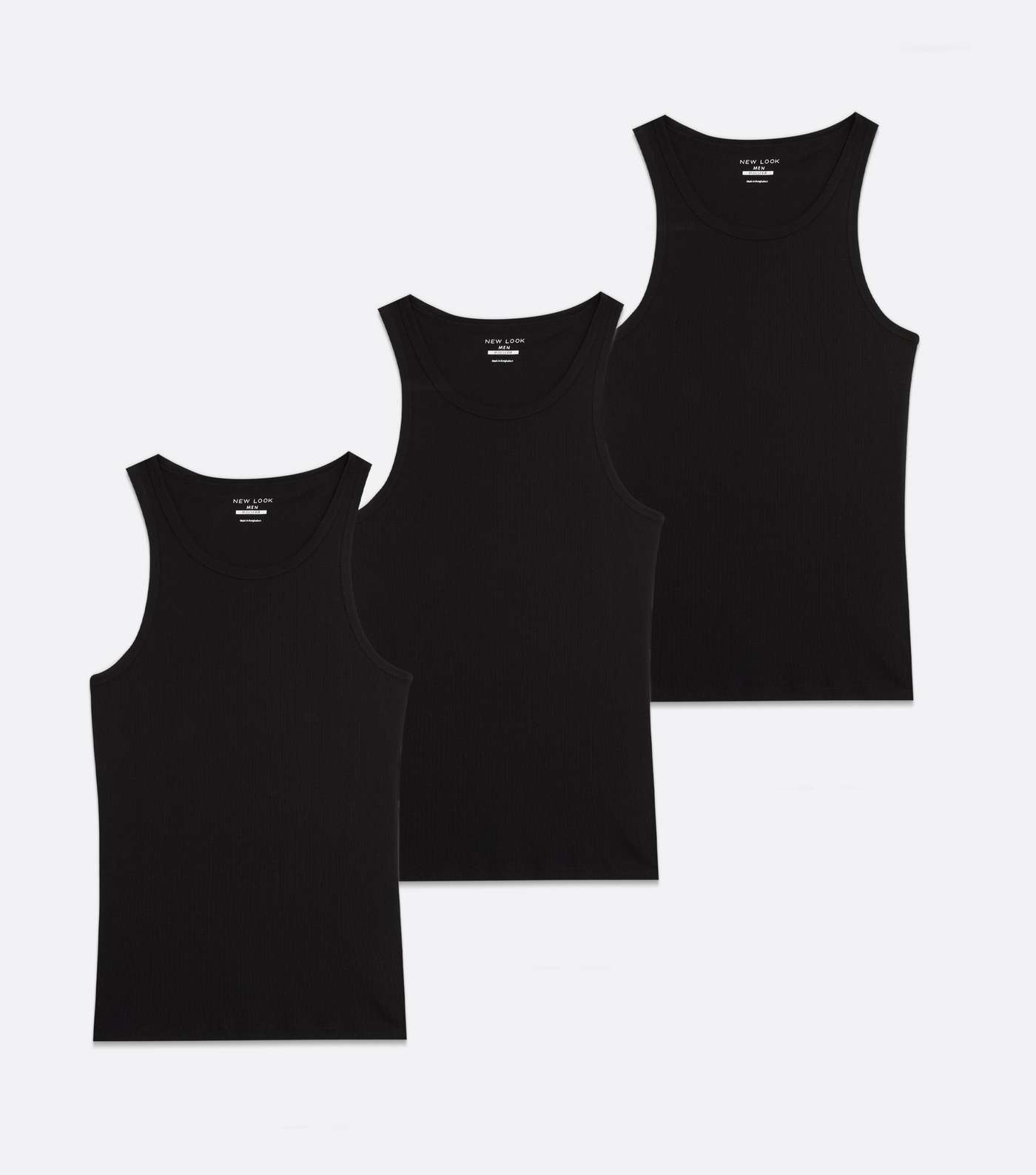 3 Pack Black Muscle Fit Vests Image 5