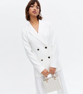 white double breasted blazer