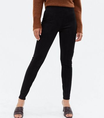 Black Suedette High Waist Leggings 