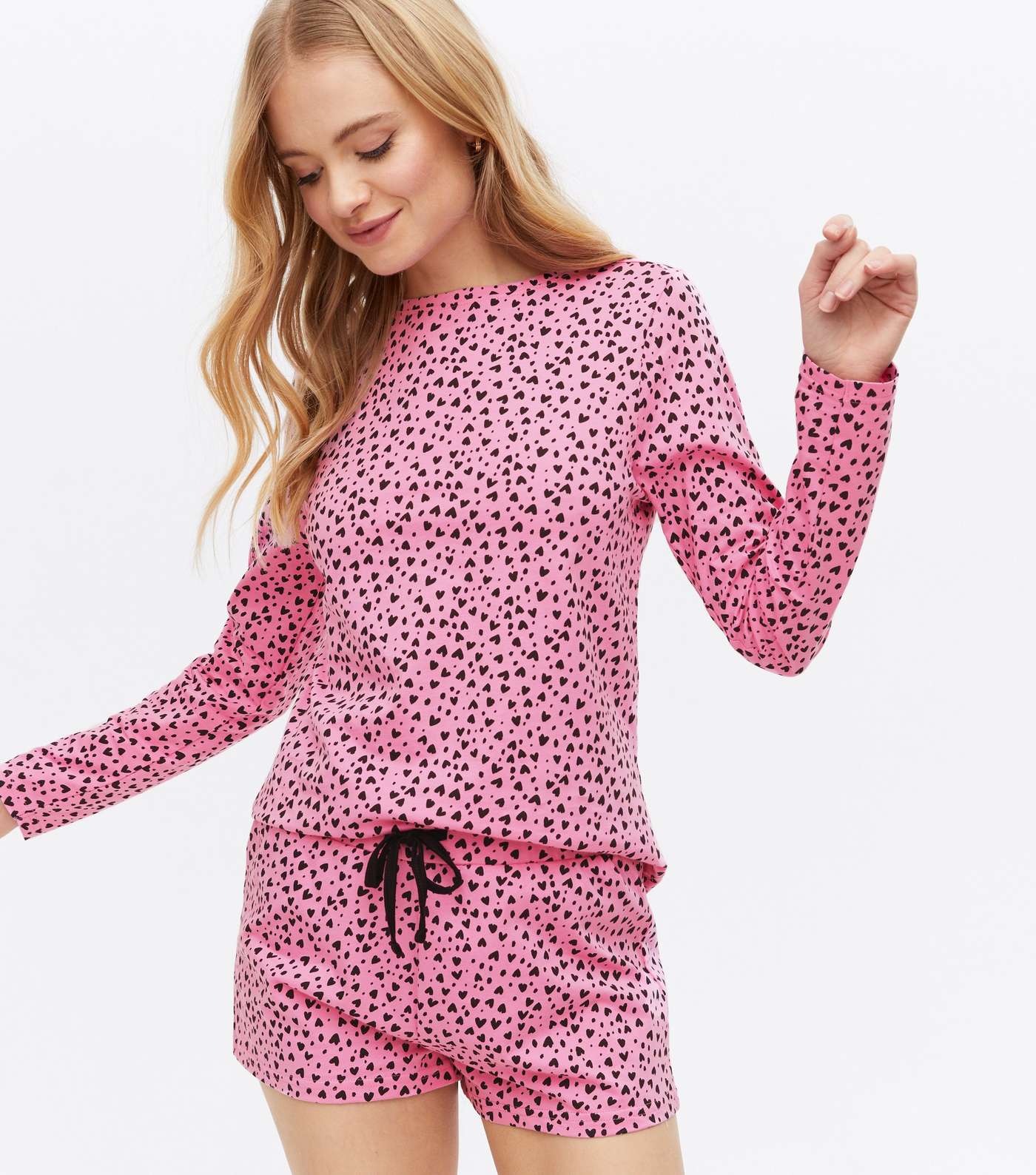 Pink Mix & Match Heart Long Sleeve Pyjama Top