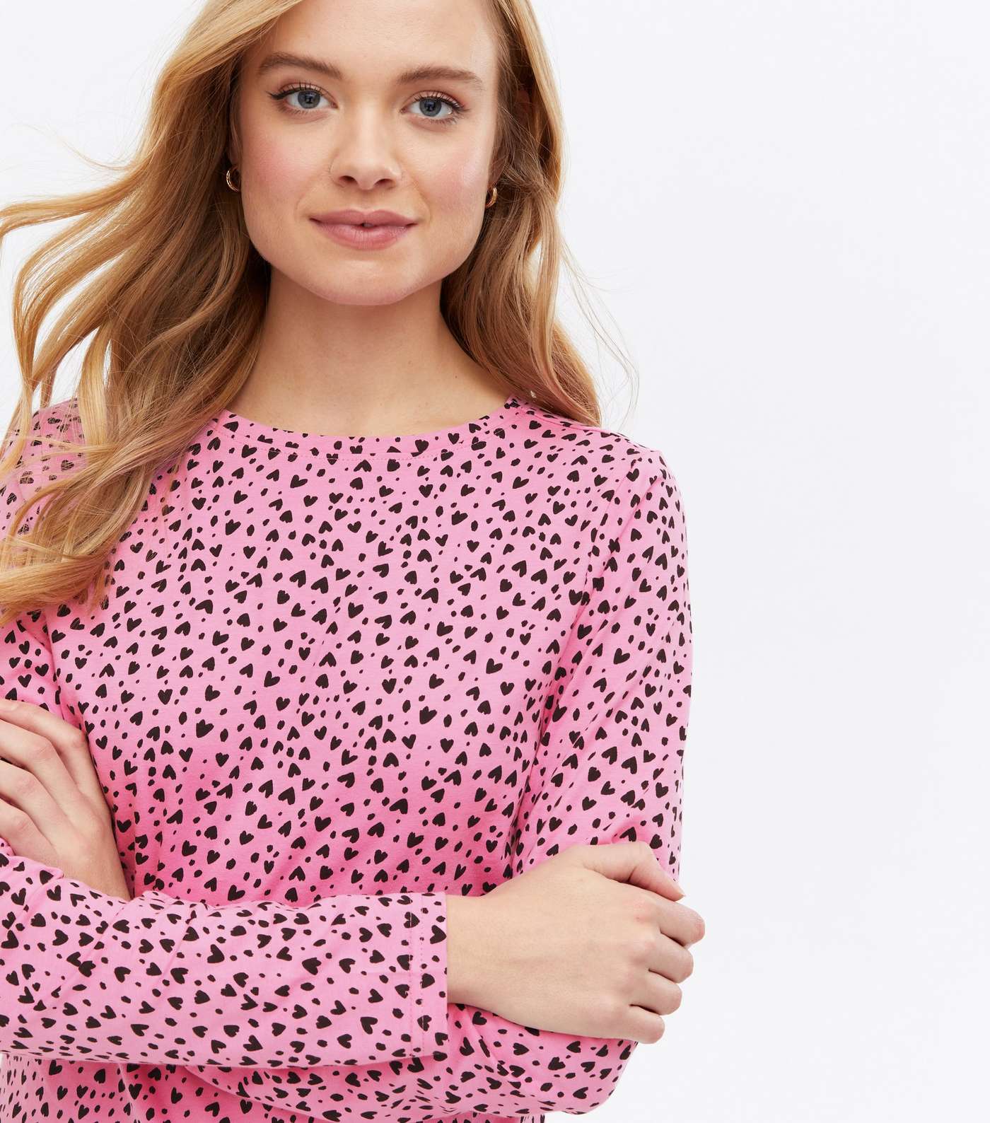 Pink Mix & Match Heart Long Sleeve Pyjama Top Image 3