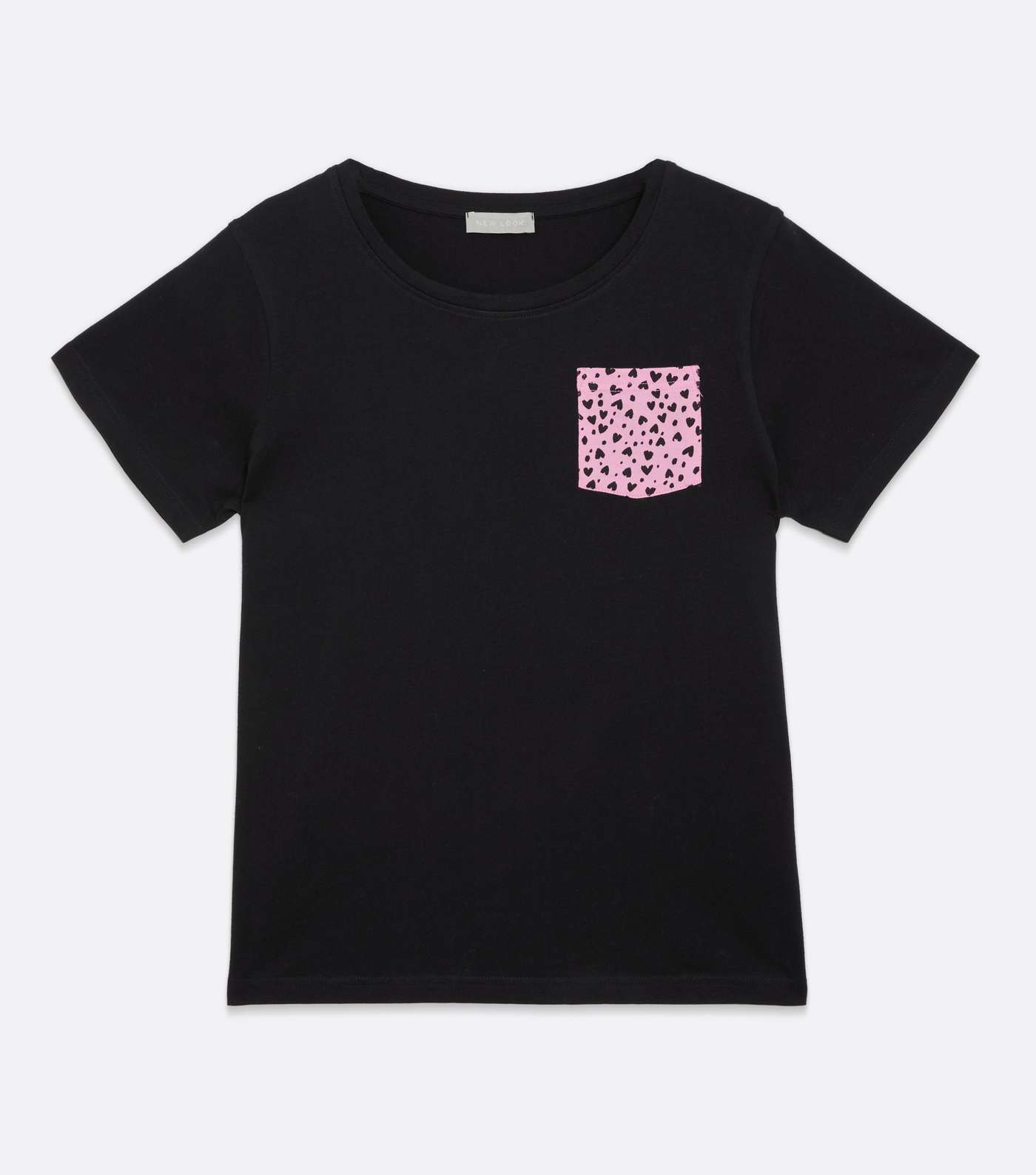 Black Mix & Match Heart Pocket Pyjama T-Shirt Image 5