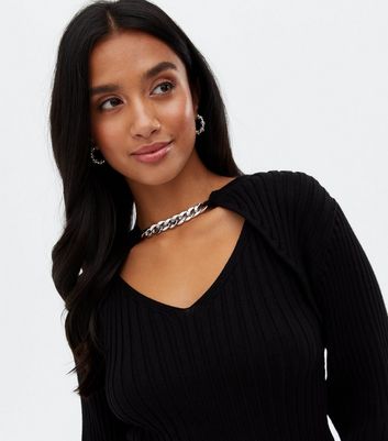 Petite Black Knit Vest and Chain Shrug Set New Look