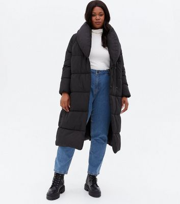 longline black padded jacket