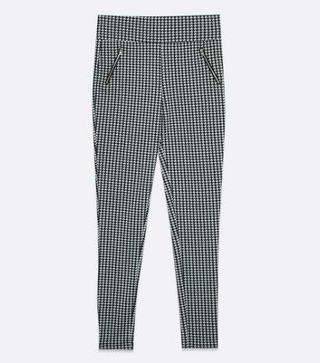 Black Dogtooth Jersey Leggings | New Look