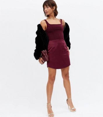 Burgundy skirt new clearance look