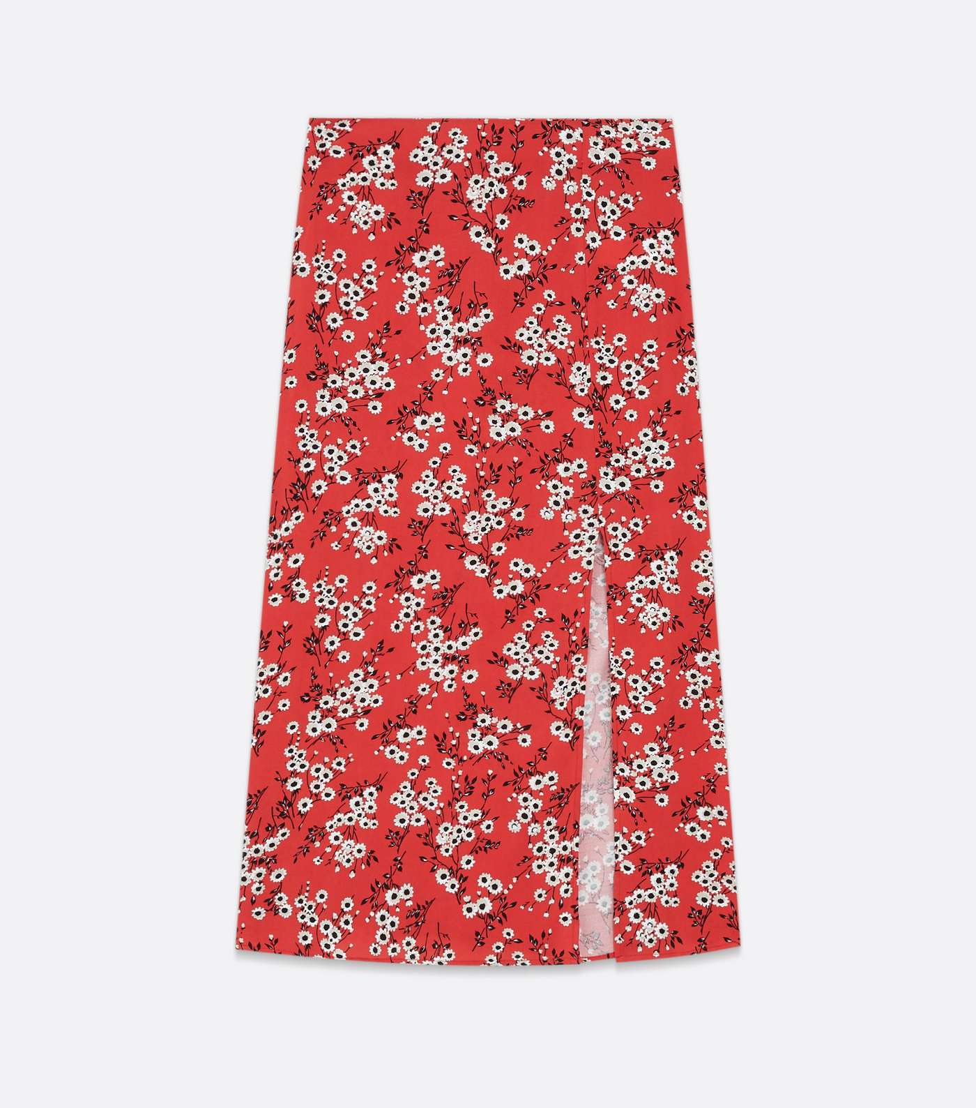 Petite Red Floral Split Front Midi Skirt Image 5