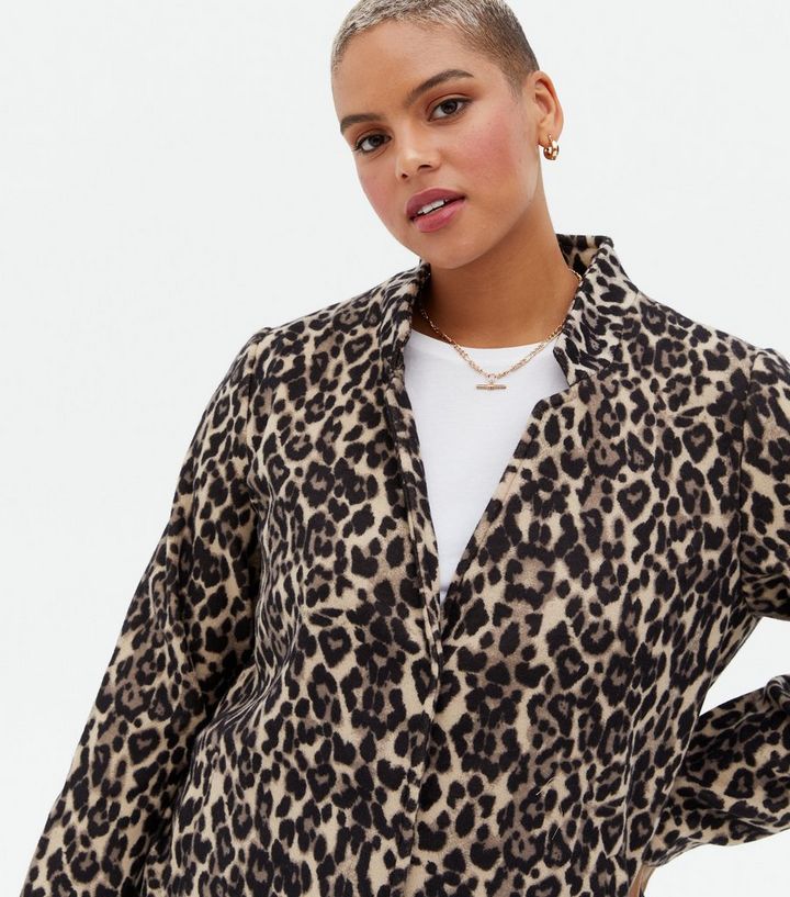 kompression Edition lanthan Vero Moda Curves Brown Leopard Print Brushed Jacket | New Look