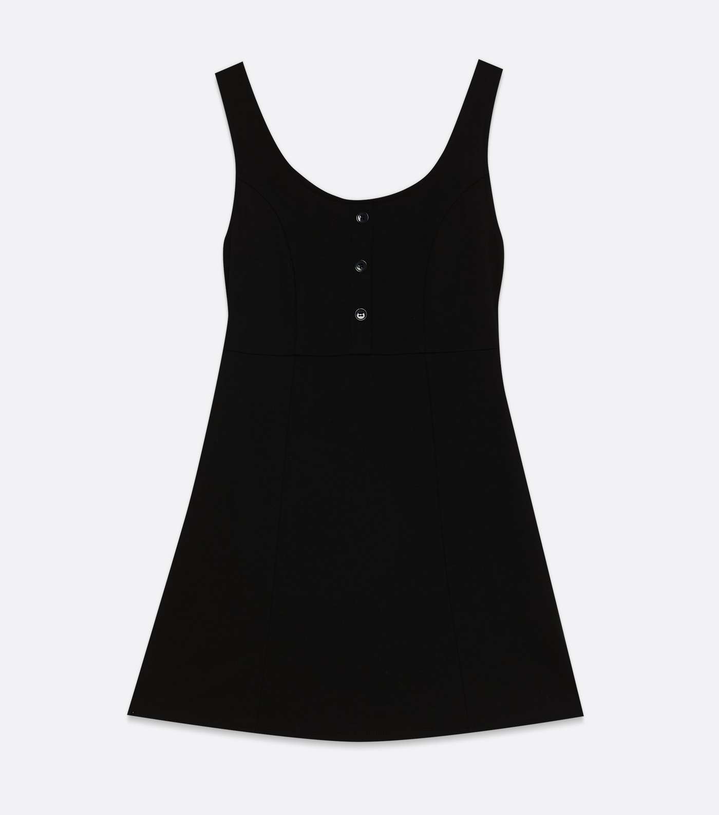Petite Black Button Front Mini Pinafore Dress Image 5