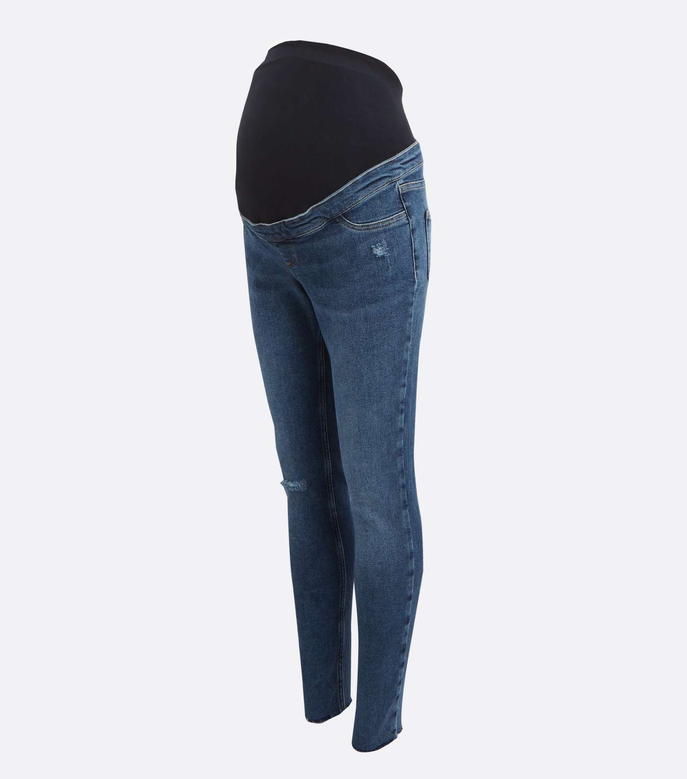 Curves Maternity Blue Ripped Over Bump Jenna Skinny Jeans Image 5