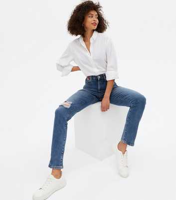Tall Blue Mid Wash Ripped Lift & Shape Jenna Skinny Jeans
