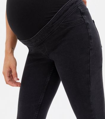 Curves Maternity Black Washed Over Bump Lift & Shape Emilee Jeggings