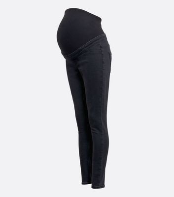 Curves Maternity Black Washed Over Bump Lift & Shape Emilee Jeggings