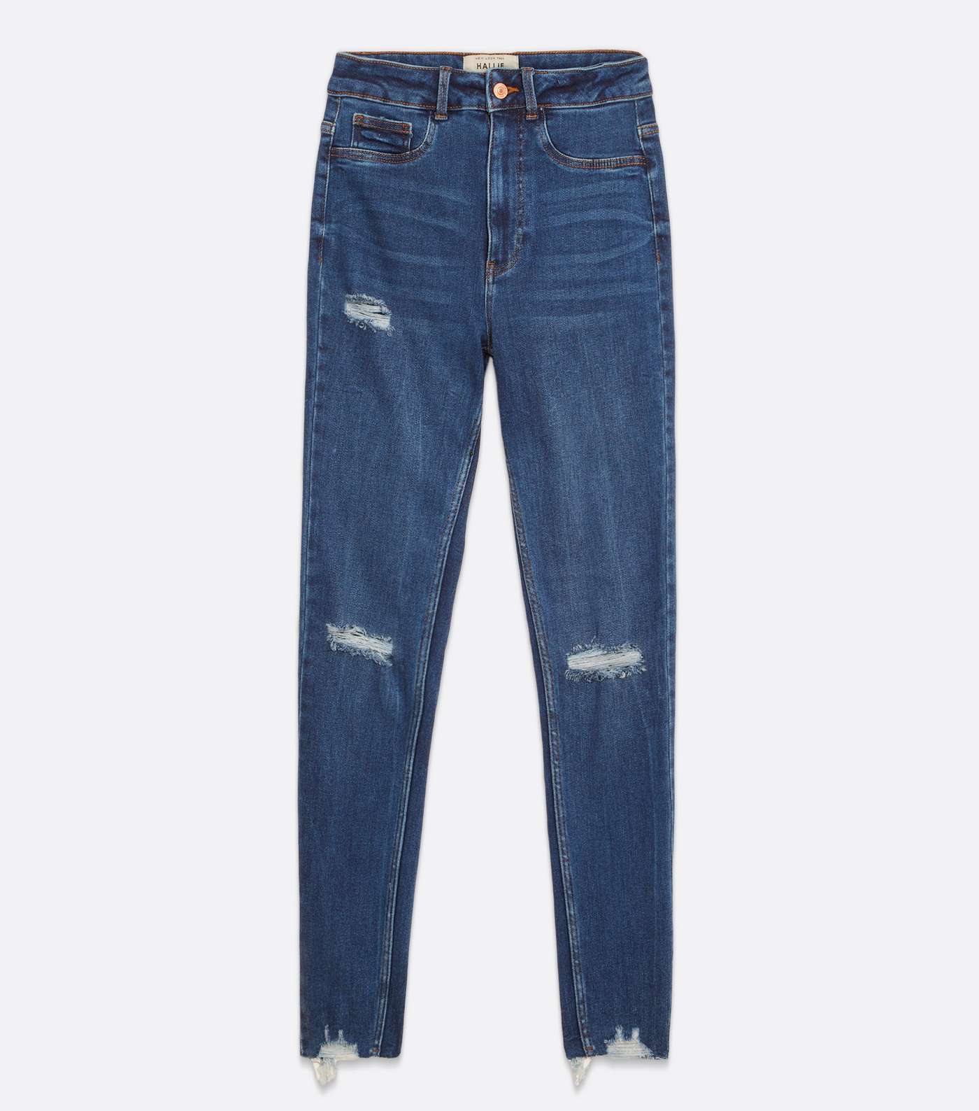 Tall Blue Ripped High Waist Hallie Super Skinny Jeans Image 5