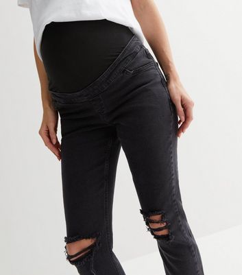 Click to view product details and reviews for Maternity Black Ripped Over Bump Tori Mom Jeans New Look.