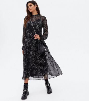 new look black chiffon dress