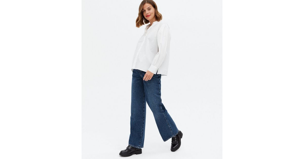 Maternity Blue Over Bump Adalae Wide Leg Jeans | New Look
