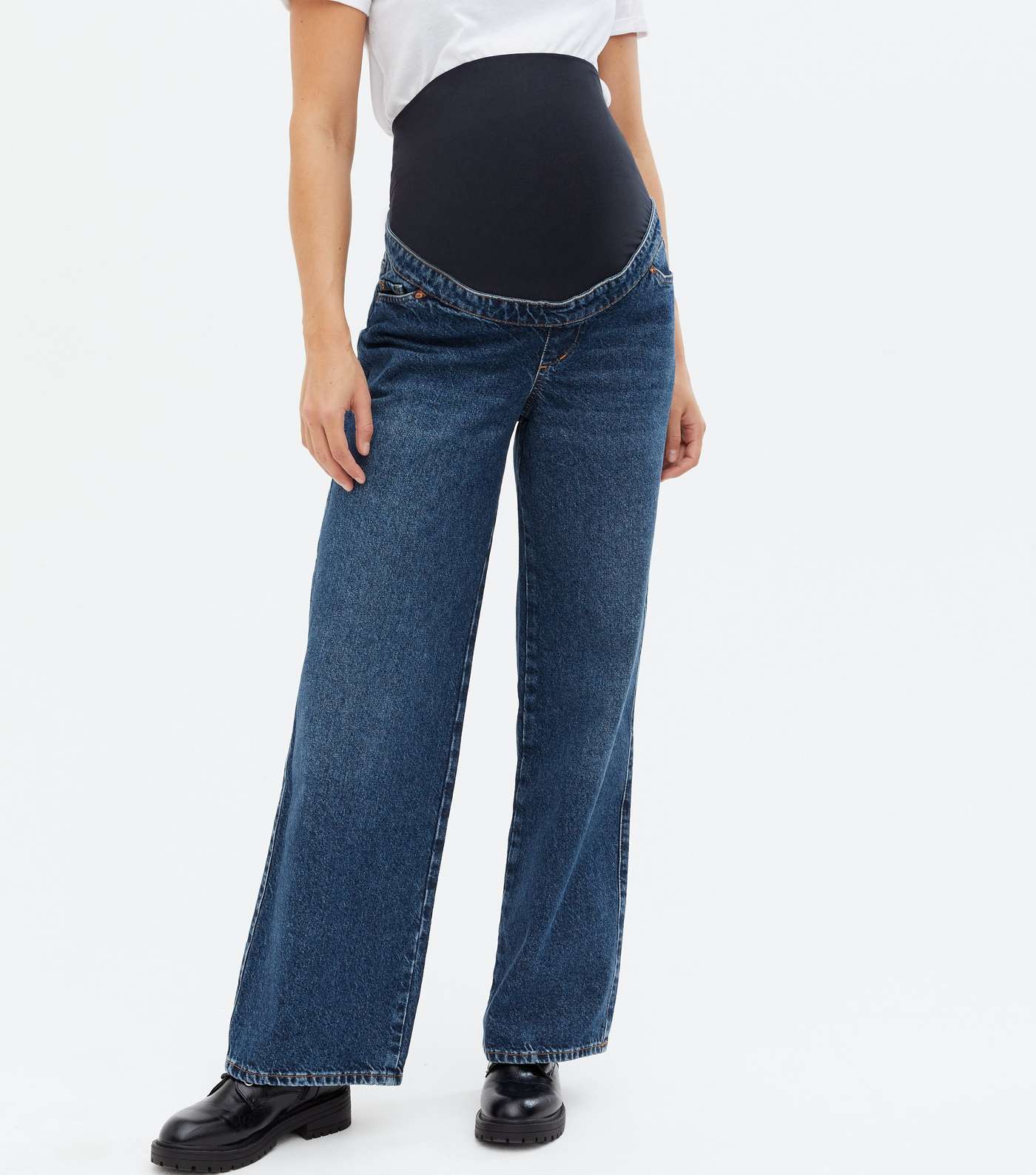 Maternity Blue Over Bump Adalae Wide Leg Jeans Image 2