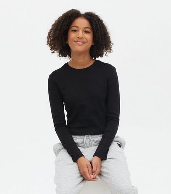 Girls black long sleeve cheap top