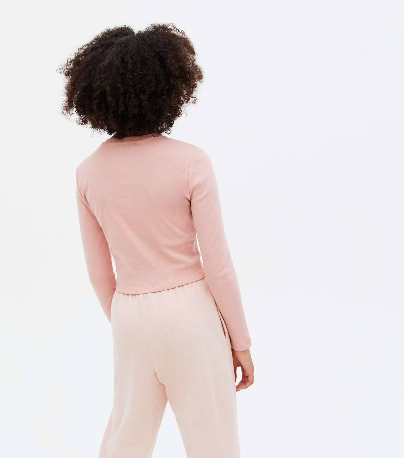 Girls Pale Pink Ribbed Long Sleeve Top Image 4