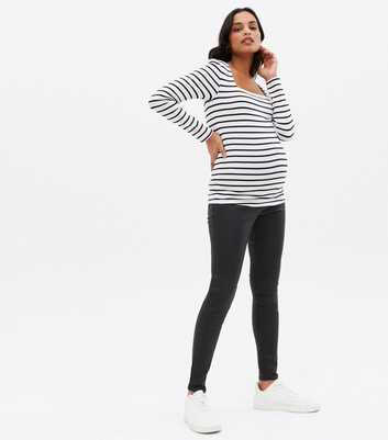 Maternity Black Coated Lift & Shape Over Bump Emilee Jeggings