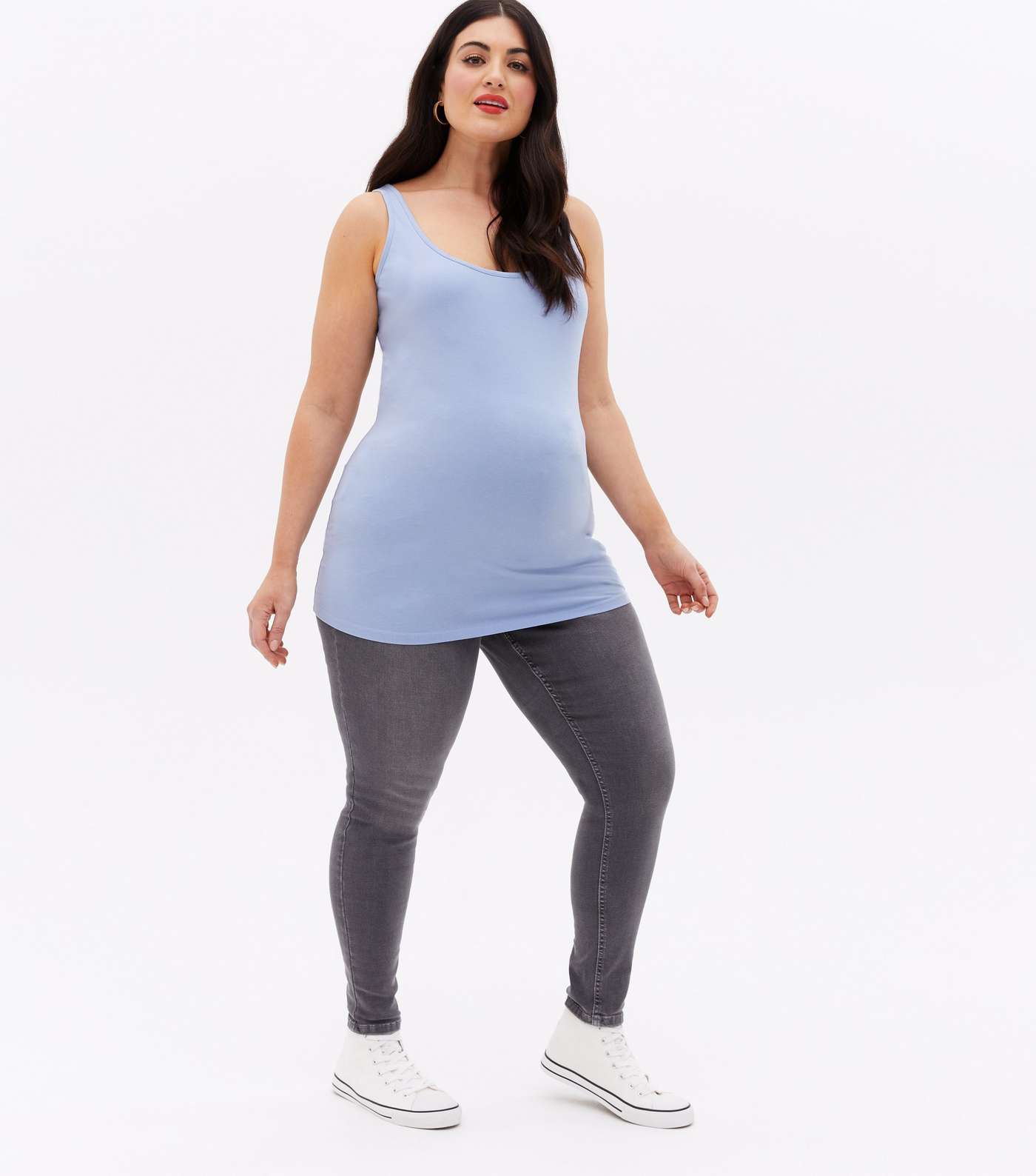 Maternity Pale Blue Long Vest Image 2