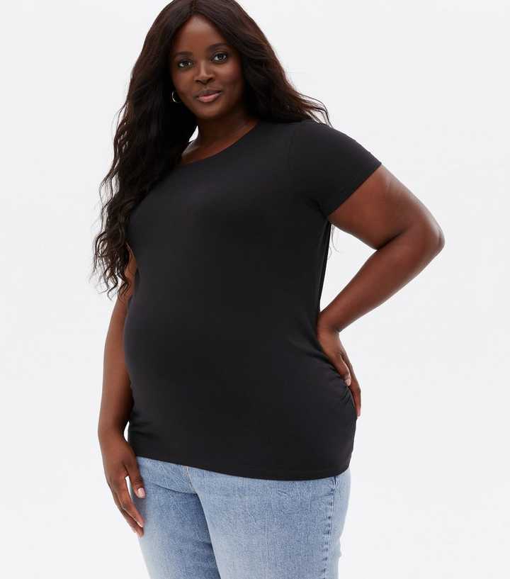 BUMP IT UP MATERNITY Plus Size Black 'Coming Soon' Slogan T-shirt