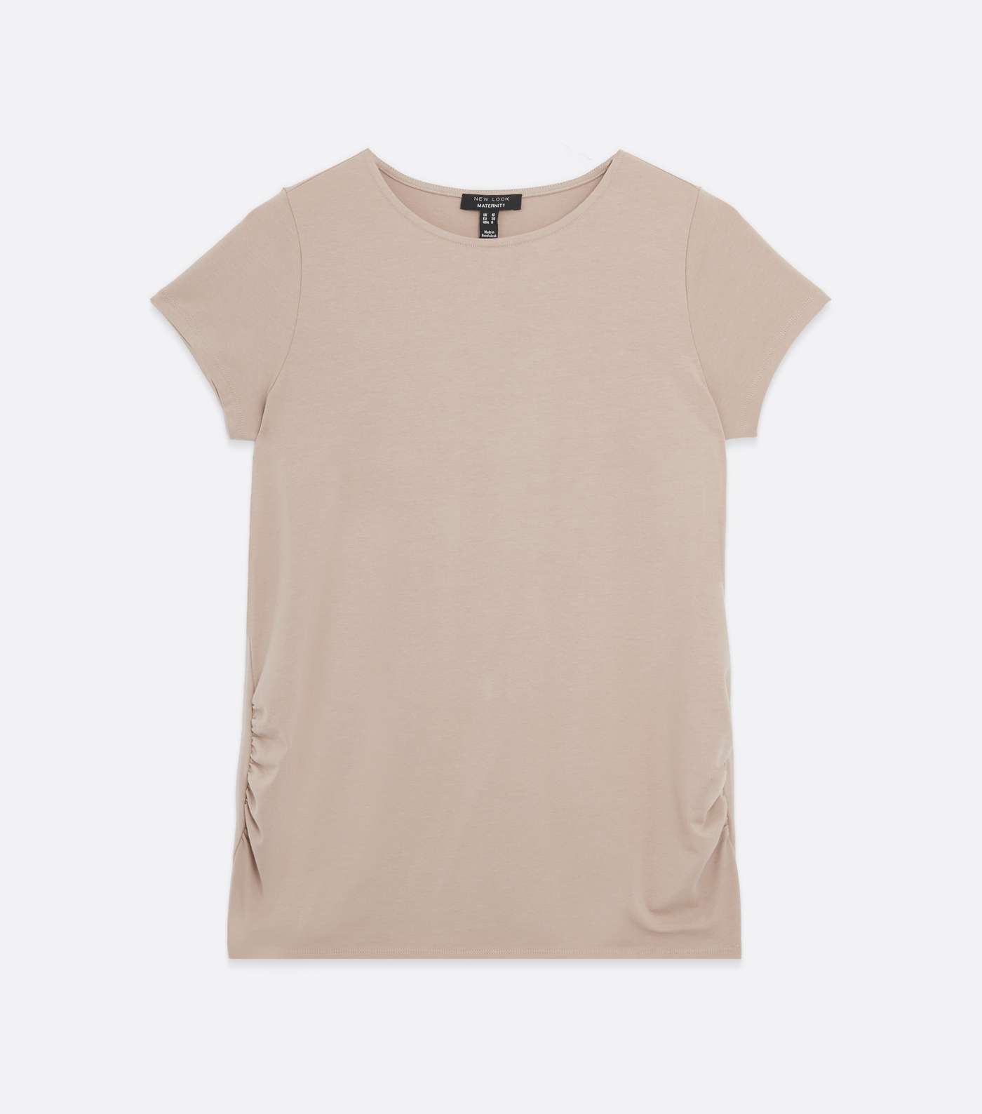 Maternity Light Brown Ruched Side Crew T-Shirt Image 7