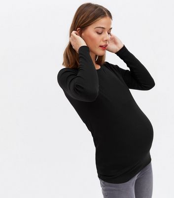 maternity black polo shirt