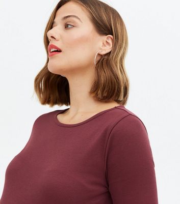 Click to view product details and reviews for Maternity Plum Ribbed Long Sleeve Crew T Shirt New Look.
