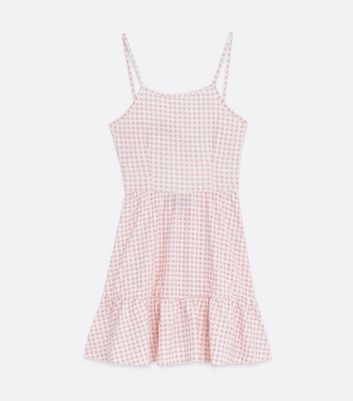 pink gingham skater dress