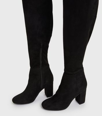 black over the knee block heel boots