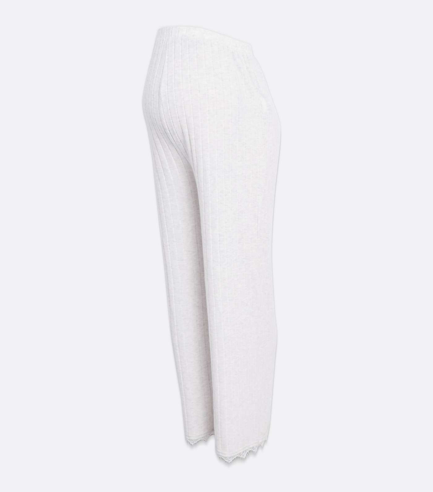 Maternity Pale Grey Ribbed Lace Hem Lounge Trousers Image 5