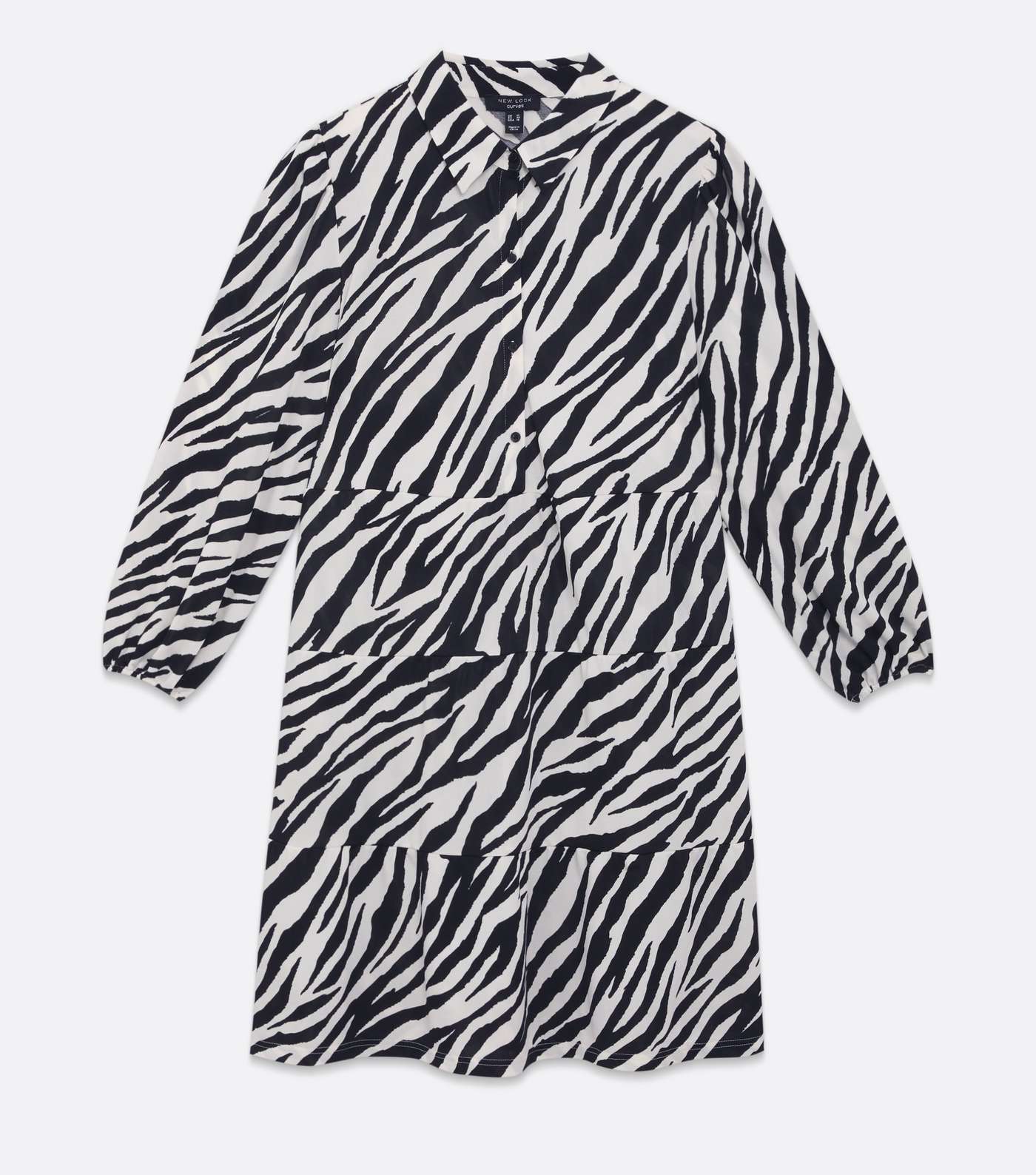 Curves Off White Zebra Print Mini Shirt Smock Dress Image 5