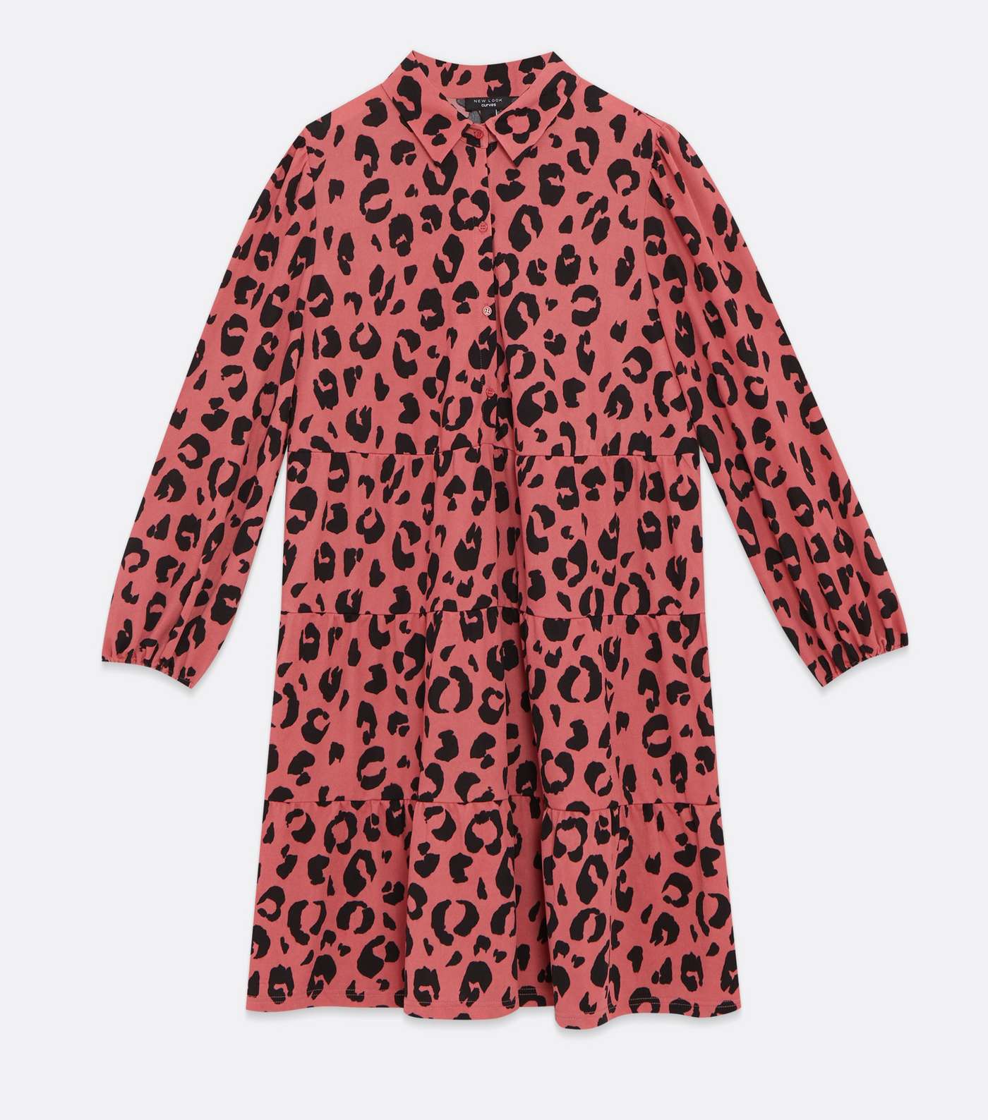 Curves Pink Leopard Print Mini Shirt Smock Dress Image 5