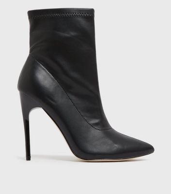 Black Pointed Stiletto Heel Sock Boots