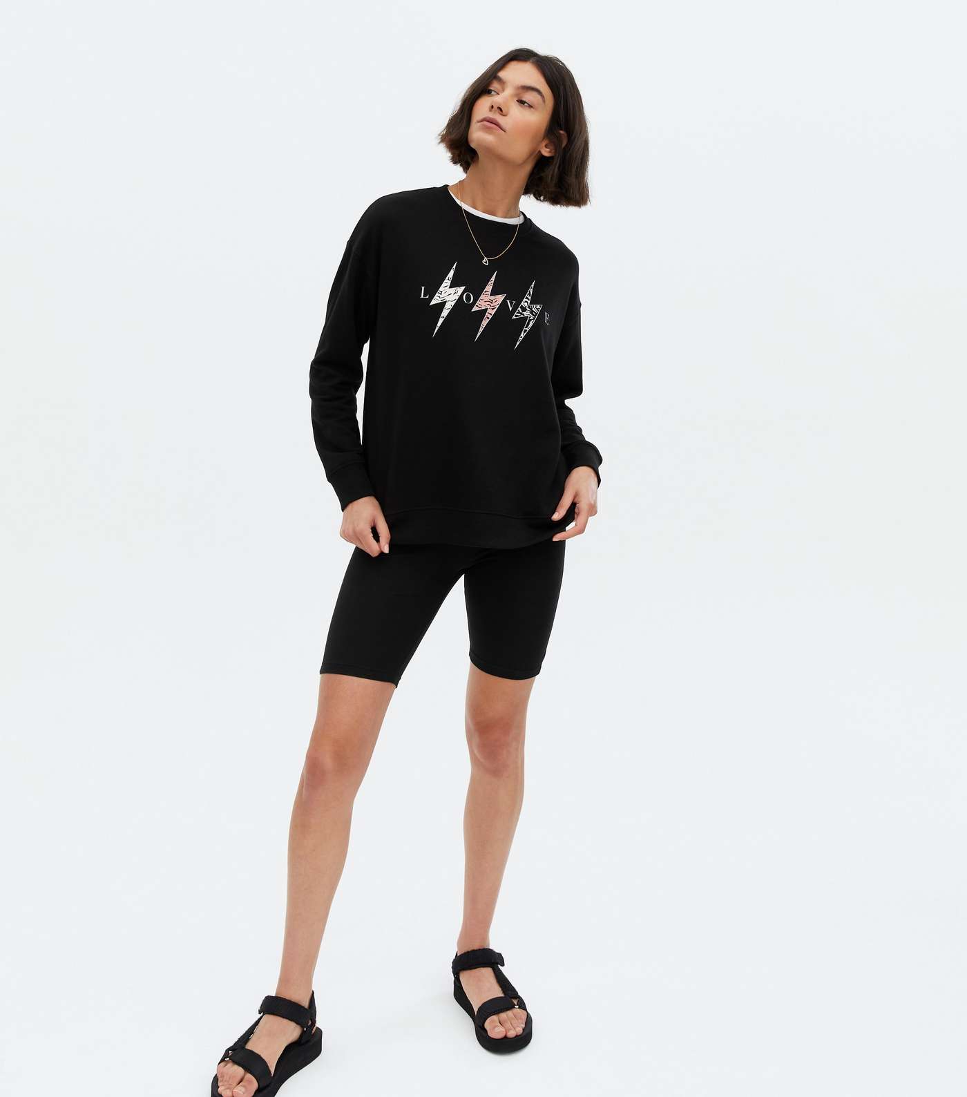 Black Lightning Bolt Embroidered Sweatshirt Image 2