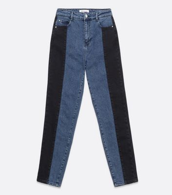 Urban Bliss Blue Patchwork Mom Jeans | New Look