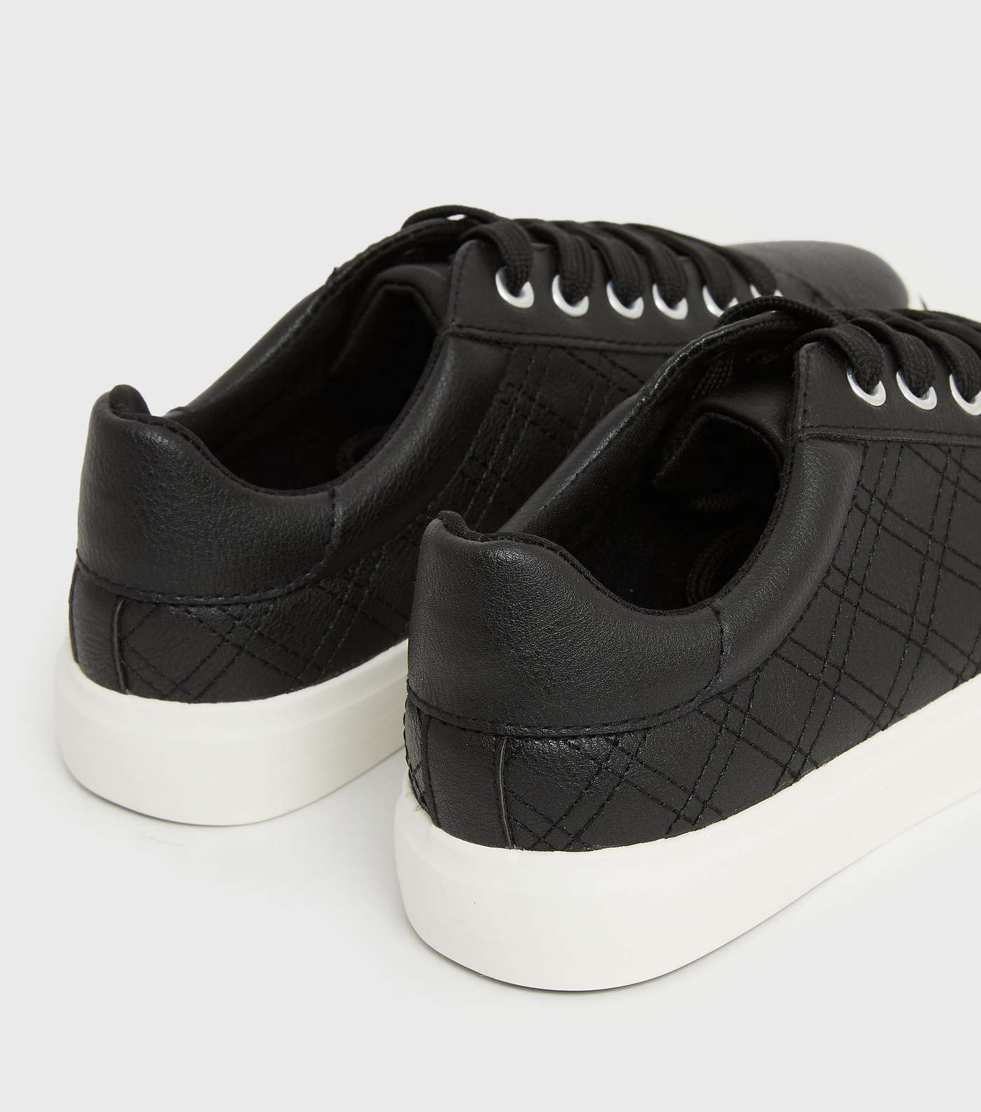 Black Quilted Colour Block Trainers Image 4