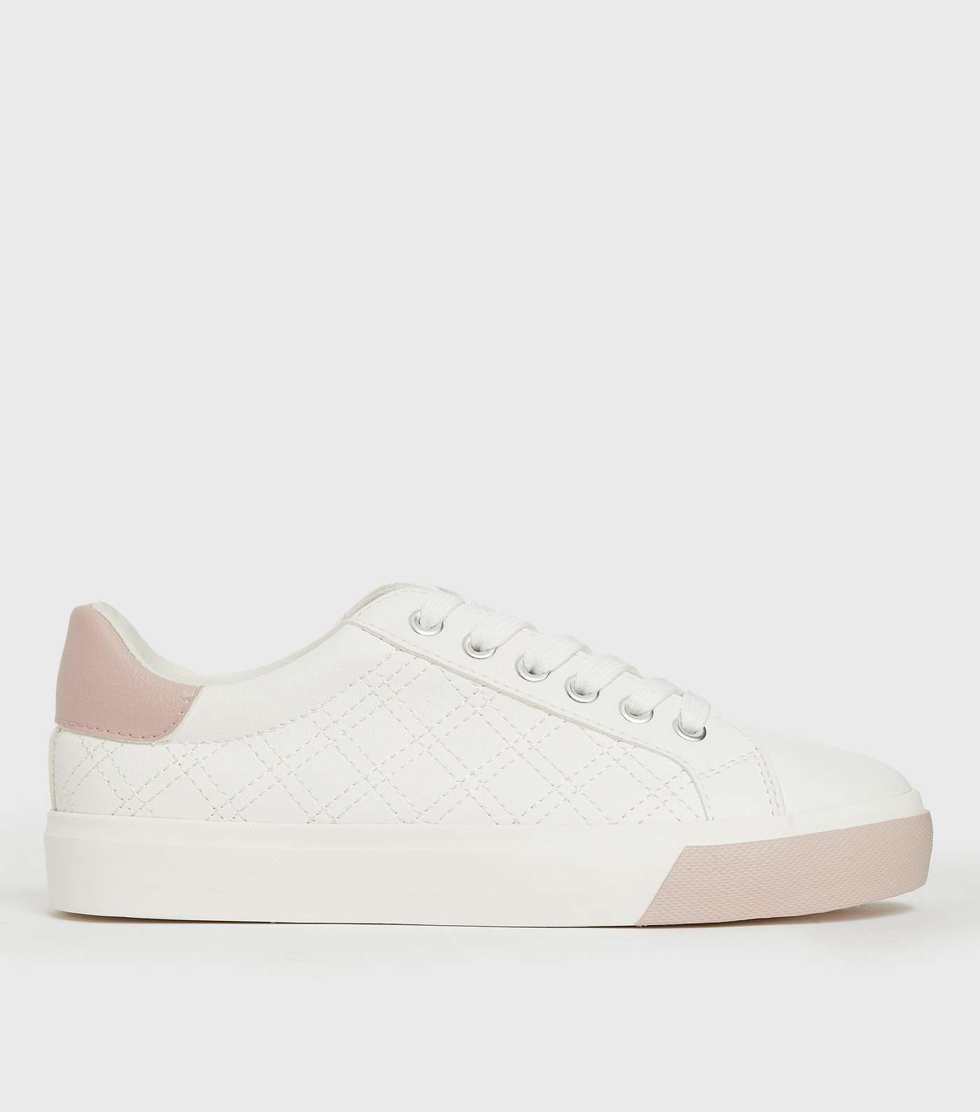 White Quilted Colour Block Trainers