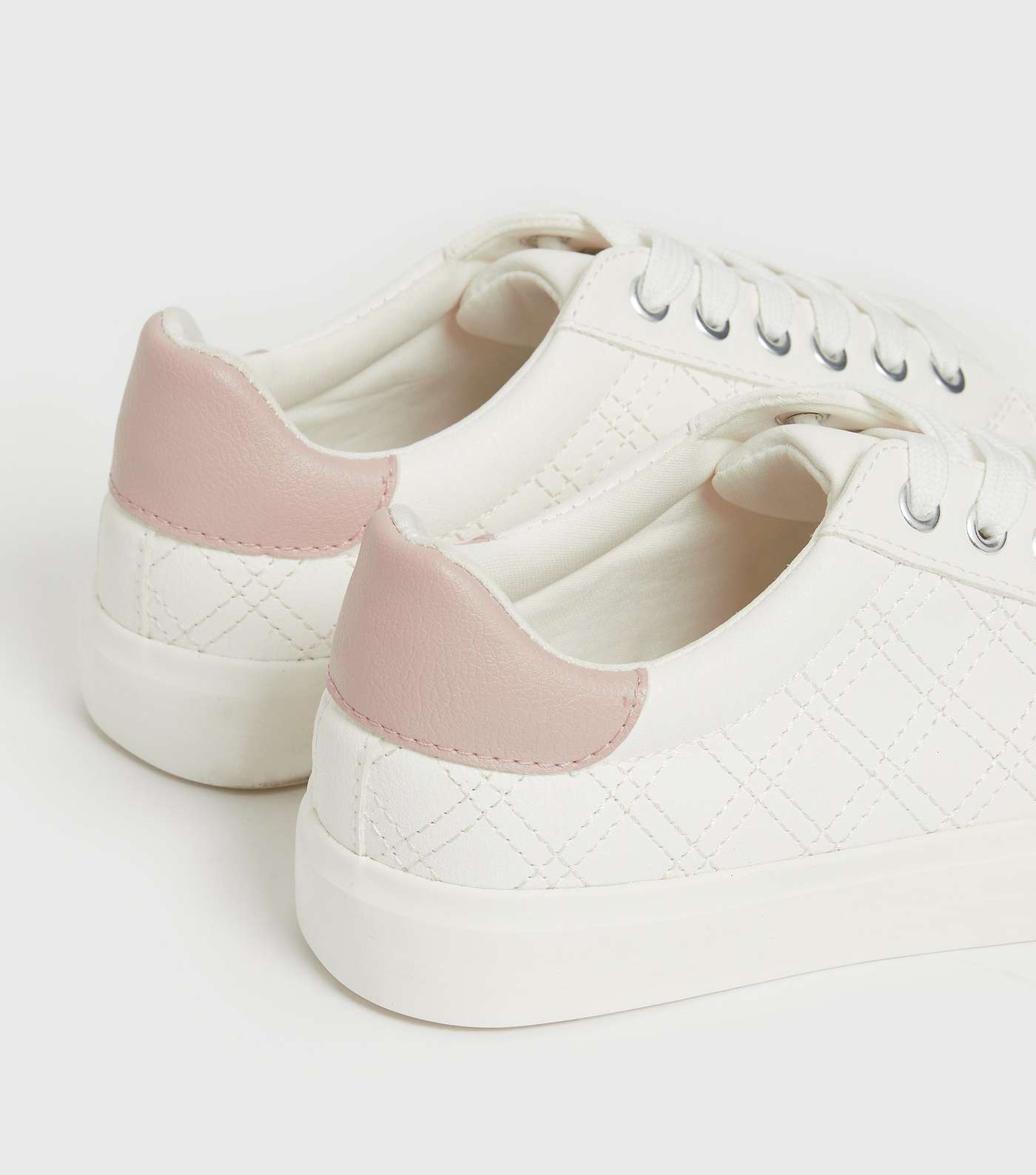 White Quilted Colour Block Trainers Image 3